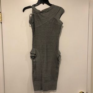Herve Leger stretch bandage grey dress